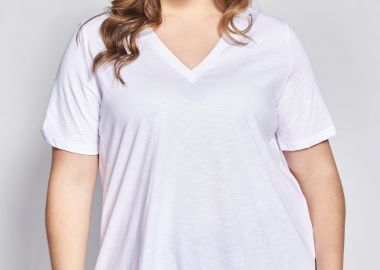 Basic βαμβακερή μπλούζα φλάμα κοντομάνικη σε γραμμή-Α -  - 