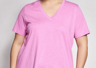 Basic βαμβακερή μπλούζα φλάμα κοντομάνικη σε γραμμή-Α -  - 