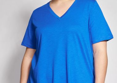 Basic βαμβακερή μπλούζα φλάμα κοντομάνικη σε γραμμή-Α -  - 