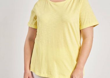 Basic βαμβακερή μπλούζα κοντομάνικη με ρεβέρ -  - 