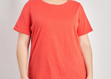 Basic βαμβακερή μπλούζα κοντομάνικη με ρεβέρ -  - 