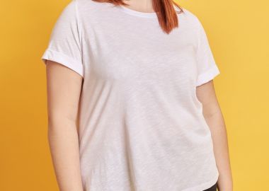 Basic βαμβακερή μπλούζα με ρεβέρ μανίκι. -  - 