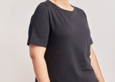 Basic βαμβακερή μπλούζα με ρεβέρ μανίκι. -  - 