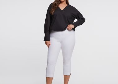 Basic βαμβακερό παντελόνι κάπρι - MAT FASHION - 