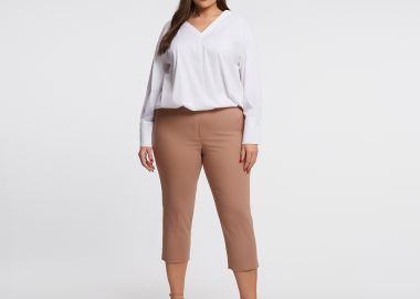 Basic βαμβακερό παντελόνι κάπρι - MAT FASHION - 