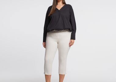 Basic βαμβακερό παντελόνι κάπρι - MAT FASHION - 