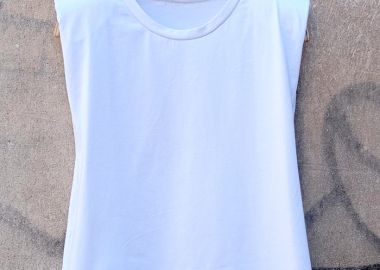 basic cotton τοπ με βάτες Victoria λευκό - PerfectDress.gr - 