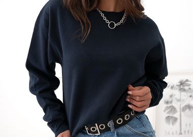 BASIC DARK BLUE SWEATSHIRT - fashionroom - 