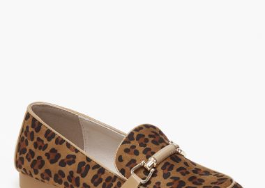 Basic γυναικεία loafers με ψάθα και αγκράφα - Λεοπάρ - Issue - 