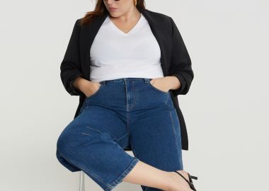 Basic μπλούζα βαμβακερή με V-λαιμόκοψη - MAT FASHION - 