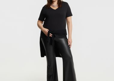 Basic μπλούζα βαμβακερή με V-λαιμόκοψη - MAT FASHION - 