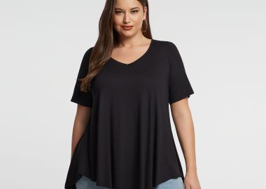 Basic μπλούζα με στρογγυλάδα - MAT FASHION - 