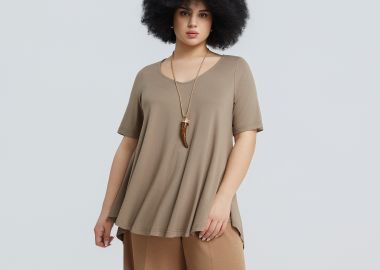 Basic μπλούζα με στρογγυλάδα - MAT FASHION - 