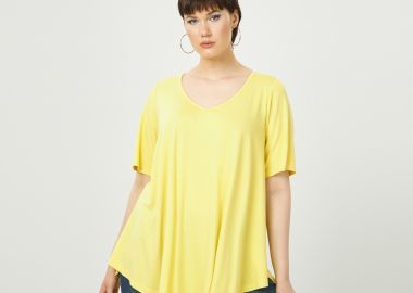 Basic μπλούζα με στρογγυλάδα - MAT FASHION - 