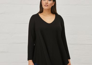 Basic μπλούζα με στρογγυλεμένο τελείωμα - MAT FASHION - 