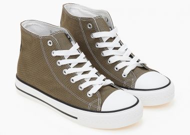 Basic ψηλά sneakers πάνινα - Χακί - Issue - 