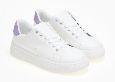 Basic sneakers με χρωματική λεπτομέρεια - Μωβ - Issue - 