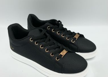 Basic sneakers με χρυσές λεπτομέρειες - Μαύρο - Issue - 