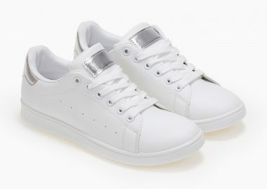 Basic sneakers με κορδόνια - Ασημί - Issue - 