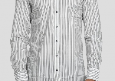 BASTONCINO Ανδρικό Λευκό White Pinstripe Long-Sleeved Shirt - BASTONCINO - 