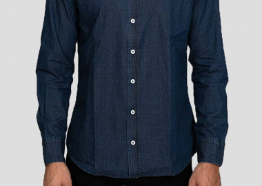 BASTONCINO Ανδρικό Μπλε Blue WIndowpane Check Shirt - BASTONCINO - 