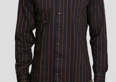 BASTONCINO Ανδρικό Μπλε Striped Shirt in Blue and Brown - BASTONCINO - 