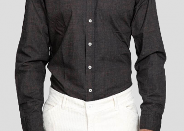BASTONCINO Ανδρικό Μπλε Windowpane Classic Shirt - BASTONCINO - 