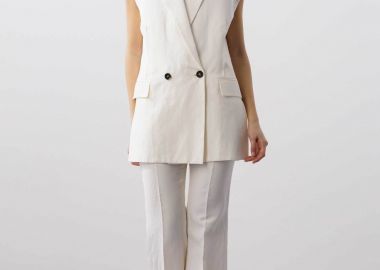 BCBGMAXAZRIA γυναικείο γιλέκο σακάκι με λεπτομέρεια στη πλάτη - 23SRJ192LI02 Λευκό - BCBGMAXAZRIA - 