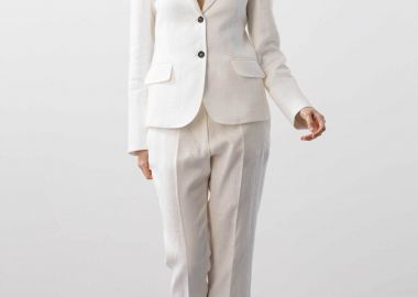 BCBGMAXAZRIA γυναικείο λινό σακάκι μεσάτο - 23SRJ205LI03 Λευκό - BCBGMAXAZRIA - 