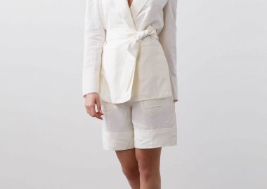 BCBGMAXAZRIA γυναικείο σακάκι με ζώνη - 23SRJ039LI02 Λευκό - BCBGMAXAZRIA - 