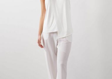 BCBGMAXAZRIA γυναικείο τοπ με ντραπέ ανοιχτή πλάτη - 23SRT238VI02 Λευκό - BCBGMAXAZRIA - 