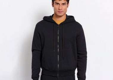 BDTK HOODED FULL-ZIP SWEATER ΜΑΥΡΟ - BODY TALK - 