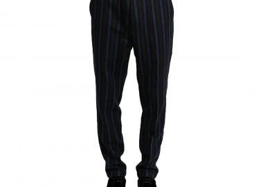 BEAUCOUP Ανδρικό Μπλε Buckled Belt Trousers - BEAUCOUP - 