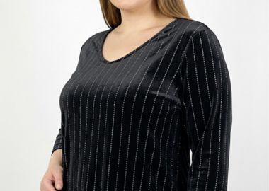 Βελούδινη μπλούζα με glitter σε μαύρο χρώμα -  - 