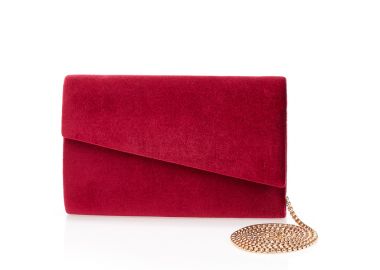 Βελούδινο τσαντάκι μπορντό με χρυση αλυσίδα ΜΠΟΡΝΤΟ - Tsoukalas - 