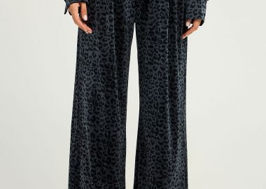 Βελουτε παντελόνι φόρμας με animal print - FUNKY BUDDHA - 