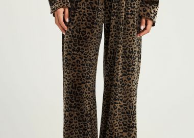 Βελουτε παντελόνι φόρμας με animal print - FUNKY BUDDHA - 