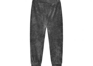 Βελουτέ παντελόνι φόρμας μονόχρωμη για κορίτσι - ΣΚΟΥΡΟ ΓΚΡΙ 15-122326-0-2 - OEM - 