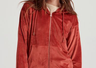 Βελουτέ ζακέτα με κουκούλα - FUNKY BUDDHA - 