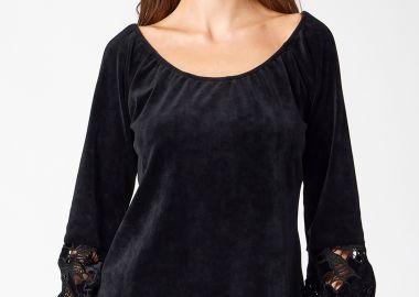 ΒΕΛΟΥΔΙΝΗ ΜΠΛΟΥΖΑ ΜΕ ΔΑΝΤΕΛΑ ΣΤΑ ΜΑΝΙΚΙΑ - Anna Raxevsky - 