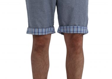 Βερμούδα Garage Fifty 5 Μονόχρωμη Με Καρό Ρεβέρ G7-3113-oxford Ανδρικό - Garage Fifty 5 - 