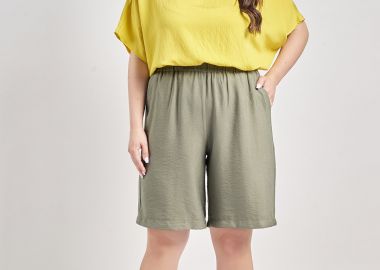 Βερμούδα με τσέπες όψη λινό -  - 