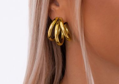 BIG TRIPLE GOLD HOOP EARRINGS - sense-shop - 