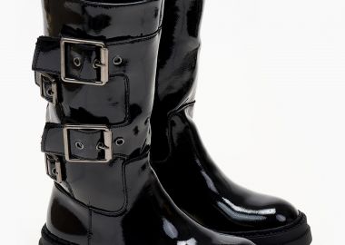 Biker boots λουστρίνι με αγκράφες - Μαύρο - Issue - 