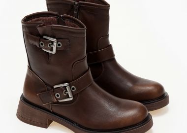 Biker boots με αγκράφες - Κάμελ - Issue - 