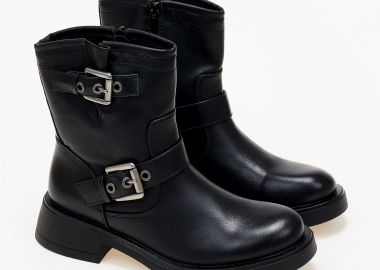 Biker boots με αγκράφες - Μαύρο - Issue - 