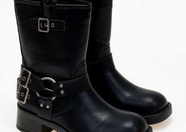 Biker boots με αγκράφες - Μαύρο - Issue - 