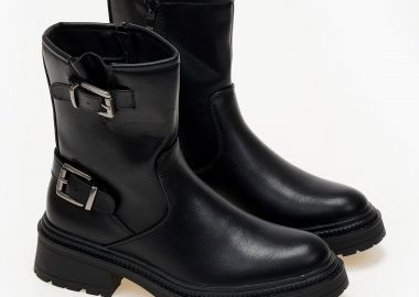 Biker boots με αγκράφες - Μαύρο - Issue - 