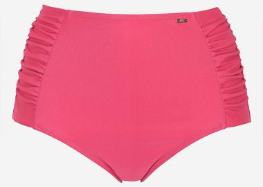 Bikini-slip ψηλόμεσο με σούρα σε φουξ χρώμα -  - 