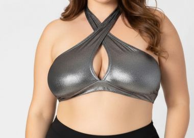 Bikini-top με χιαστί δέσιμο σε ασημί χρώμα -  - 